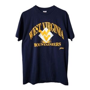 WEST VIRGINIA x VINTAGE Single‎ Stitch graphic tee Mountaineers navy L